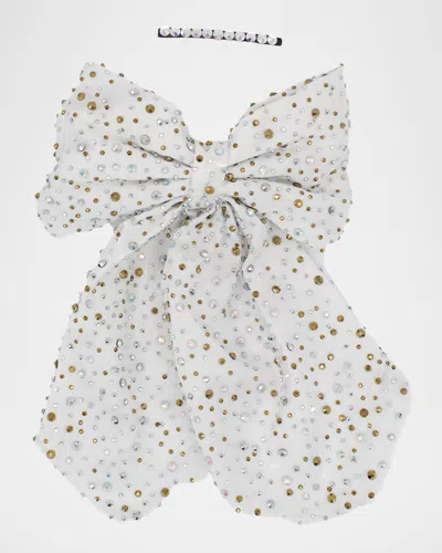 Bari Lynn Kids' Girl's Crystalized Large Bow And Barret Set In Ivory Mix