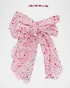 Bari Lynn Girl's Crystalized Large Bow And Barret Set In Light Pink Fuschia Ab