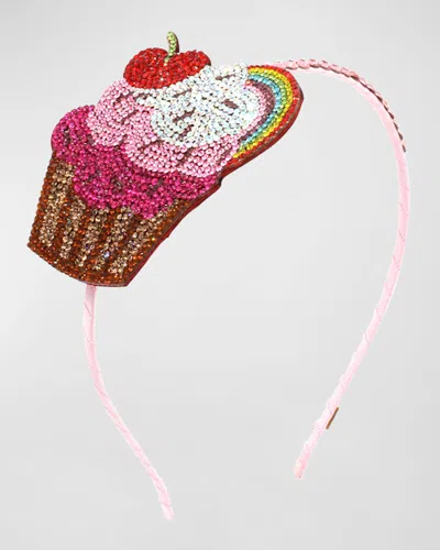 Bari Lynn Kids' Girl's Cupcake Rainbow Crystal Emoji Headband In Multi