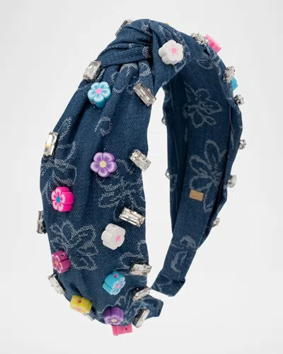 Bari Lynn Kids' Girl's Denim Charm Headband In Blue
