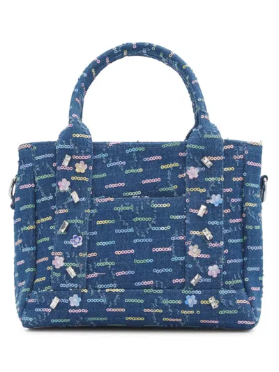Bari Lynn Girl's Embellished Denim Tote Bag In Red