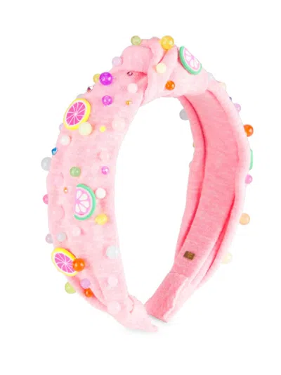 Bari Lynn Kids' Girl's Fruit Embellished Sweatshirt Headband In Pink