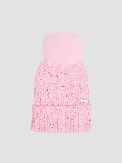 Bari Lynn Girl's Girl's Bandana Beanie & Glove Set In Pink