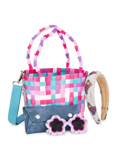 Bari Lynn Girl's Gummy Bear Basket Bag, Sunglasses & Embellished Puffy Headband Set In Multi