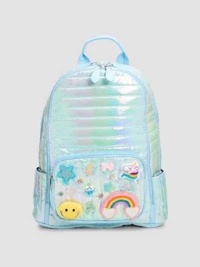 Bari Lynn Girl's Iridescent Patch Backpack In Blue