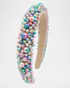 Bari Lynn Girl's Iridescent Pearls Headband In Multi