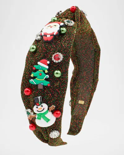 Bari Lynn Kids' Girl's Knot Headband W/ Holiday Charms & Jewels In Black