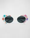 Bari Lynn Girl's Pastel Heart & Rhinestoned Cat Eyed Sunglasses In Multi