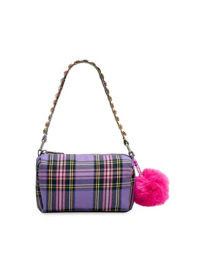 Bari Lynn Girl's Plaid Shoulder Bag In Neutral