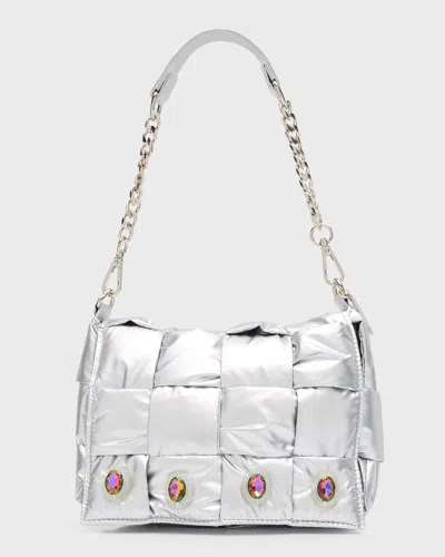 Bari Lynn Girl's Quitled Faux Leather Puffer Bag In Silver