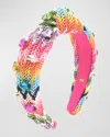 Bari Lynn Girl's Rainbow Raffia Knot Headband In Multi