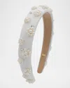 Bari Lynn Girl's Satin Flower Headband In White