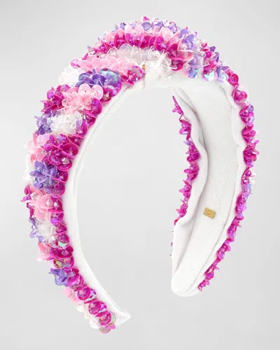 Bari Lynn Kids' Girl's Sequin Floral Knot Headband In Multi