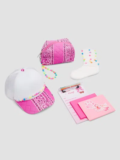 Bari Lynn Kids' Girl's Trucker Hat, Pouch & Stationery Set In Pink
