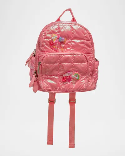 Bari Lynn Kid's Charm-embellished Quilted Puffy Mini Backpack