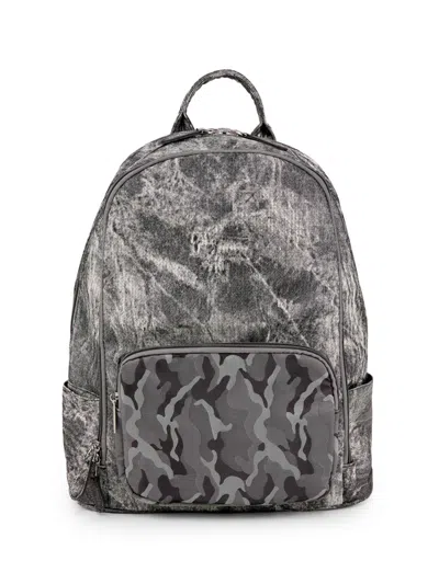 Bari Lynn Kid's Denim Camo Backpack In Black