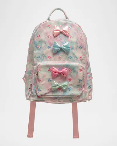 Bari Lynn Kid's Embroidered Bow Pastel Tie-dye Backpack