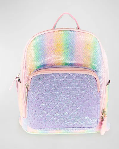 Bari Lynn Kid's Flip The Glitters Rainbow Mini Backpack In Burgundy