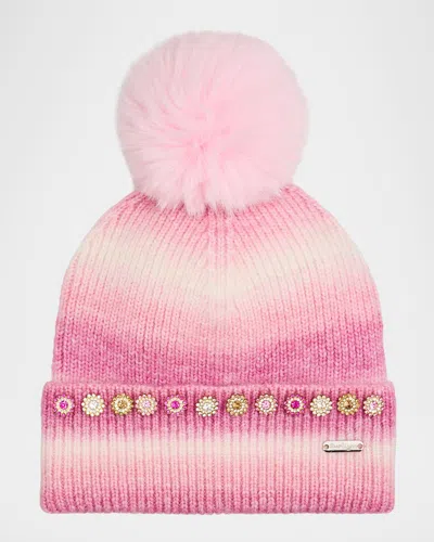 Bari Lynn Kid's Ombre Crystal-embellished Beanie In Pink