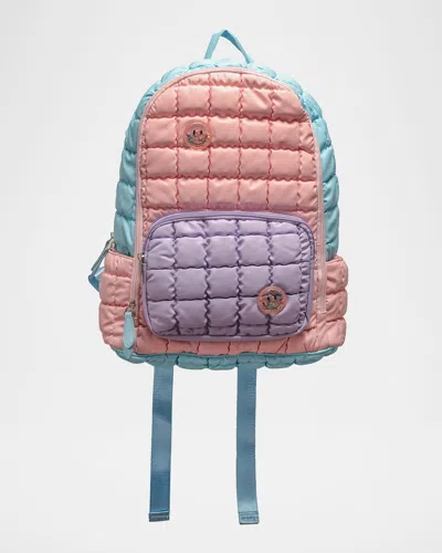 Bari Lynn Kid's Smiley Confetti Charm Puffy Quilted Backpack