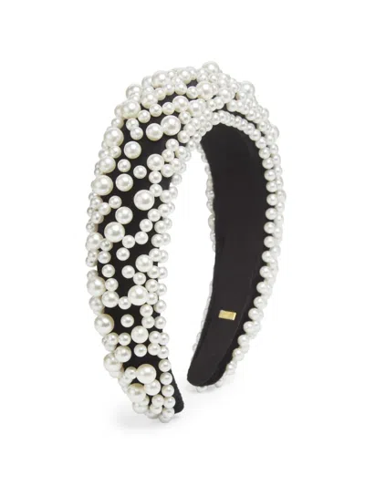 Bari Lynn Kids' Pearl Beaded Headband In Black