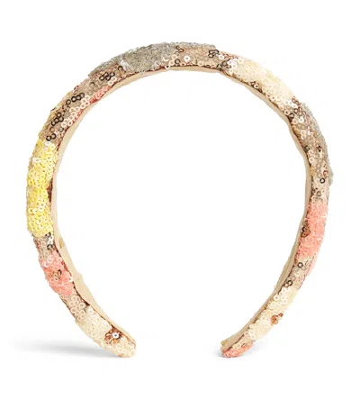 Bari Lynn Kids' Sequinned Flower Headband In Gold