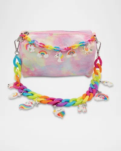 Bari Lynn Kids' Shoulder Bag W/ Rainbow Charmed Chain In Multi