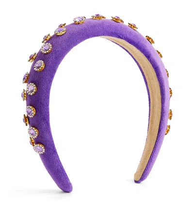 Bari Lynn Kids' Velvet Jewel Headband In Purple