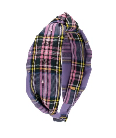 Bari Lynn Women's Knot Headband In Crystallized Purple Plaid In Transparent