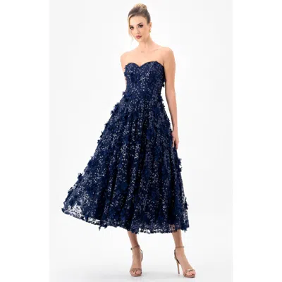 Bariano Adela Sweetheart Petal Midi In Blue