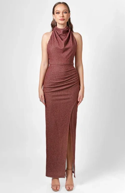 Bariano Allie High Neck Cowl Maxi In Brown