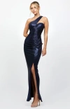 Bariano Alycen Asymmetric Gown In Blue