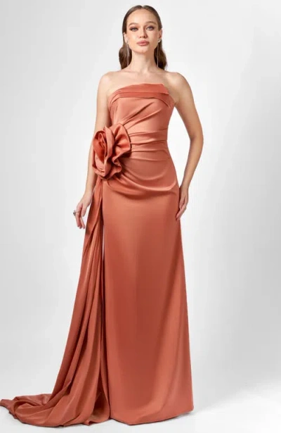 Bariano Amelia Strapless Rose Gown In Pink