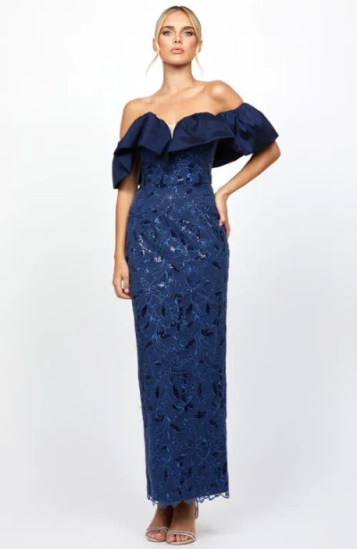 Bariano Anaya Off Shoulder Midaxi In Blue