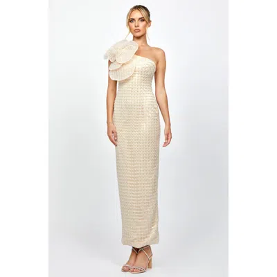 Bariano Dalylah One Shoulder Statement Midaxi In Neutral