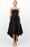 Bariano Danay Strapless Hi Lo Dress In Black