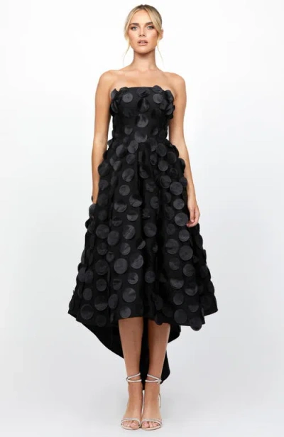 Bariano Danay Strapless Hi Lo Dress In Black