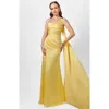 Bariano Davina One Shoulder Gown In Yellow