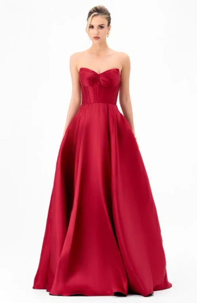 Bariano Deeba Strapless Ball Gown In Red