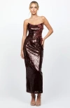 Bariano Edith Scoop Strapless Midaxi In Brown