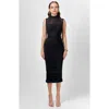 Bariano Elisha High Neck Midi In Black