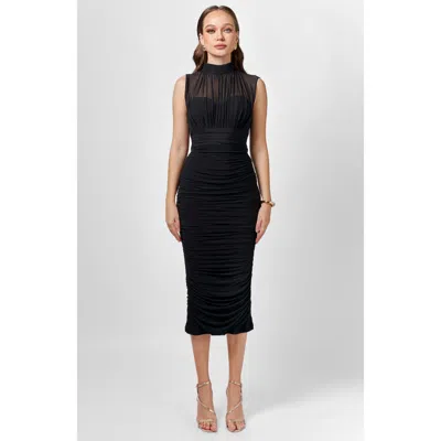 Bariano Elisha High Neck Midi In Black