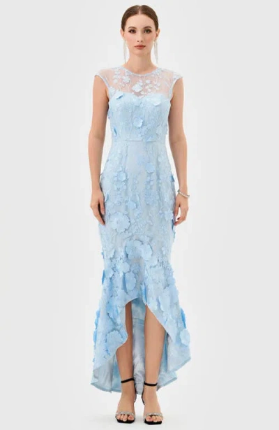 Bariano Freyja Cap Sleeve Hi Lo Midi In Blue