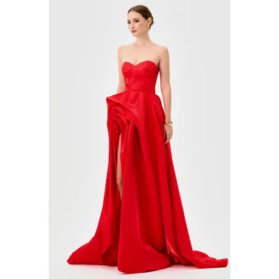 Bariano Gianna Strapless Ball Gown In Red