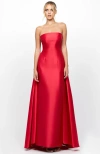 Bariano Grayce Strapless Satin Gown In Red