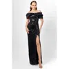 Bariano Jaylan Off Shoulder Gown In Black
