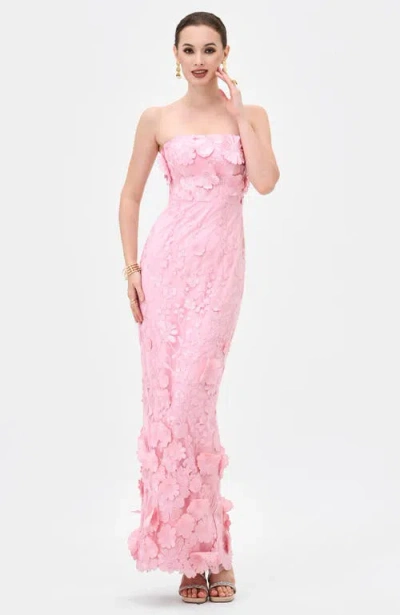 Bariano Kareen Strapless Floral Midaxi In Pink