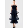 Bariano Mae Tiered Ruffle Midi In Blue