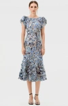 Bariano Peri Flutter Sleeve Midi In Blue