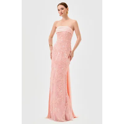 Bariano Prim Embellished Sash Gown In Pink